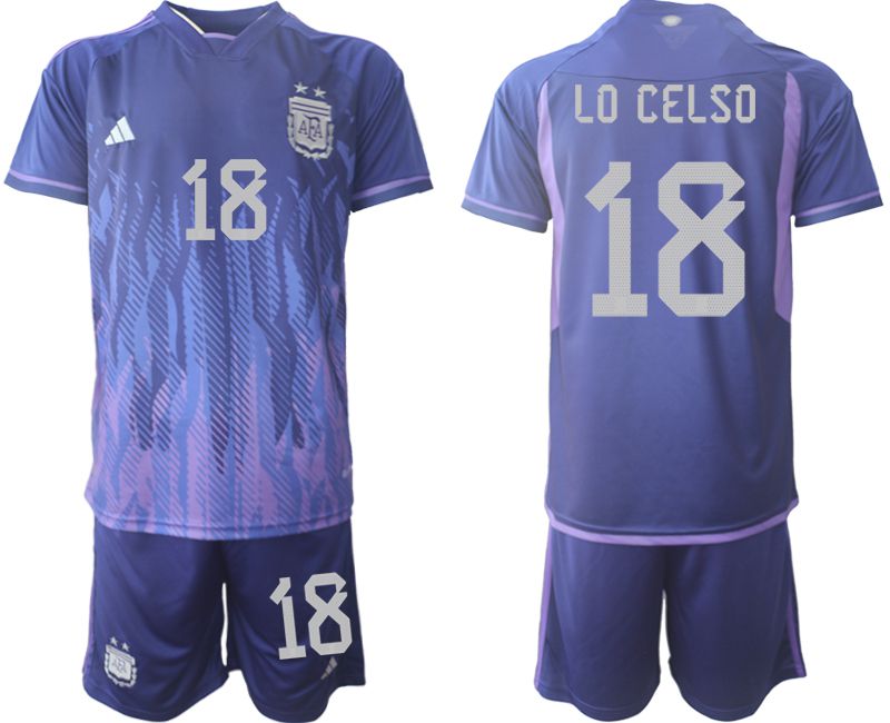 Men 2022 World Cup National Team Argentina away purple #18 Soccer Jersey